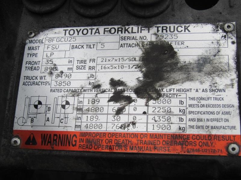 Toyota 5,000 Lb Forklift-