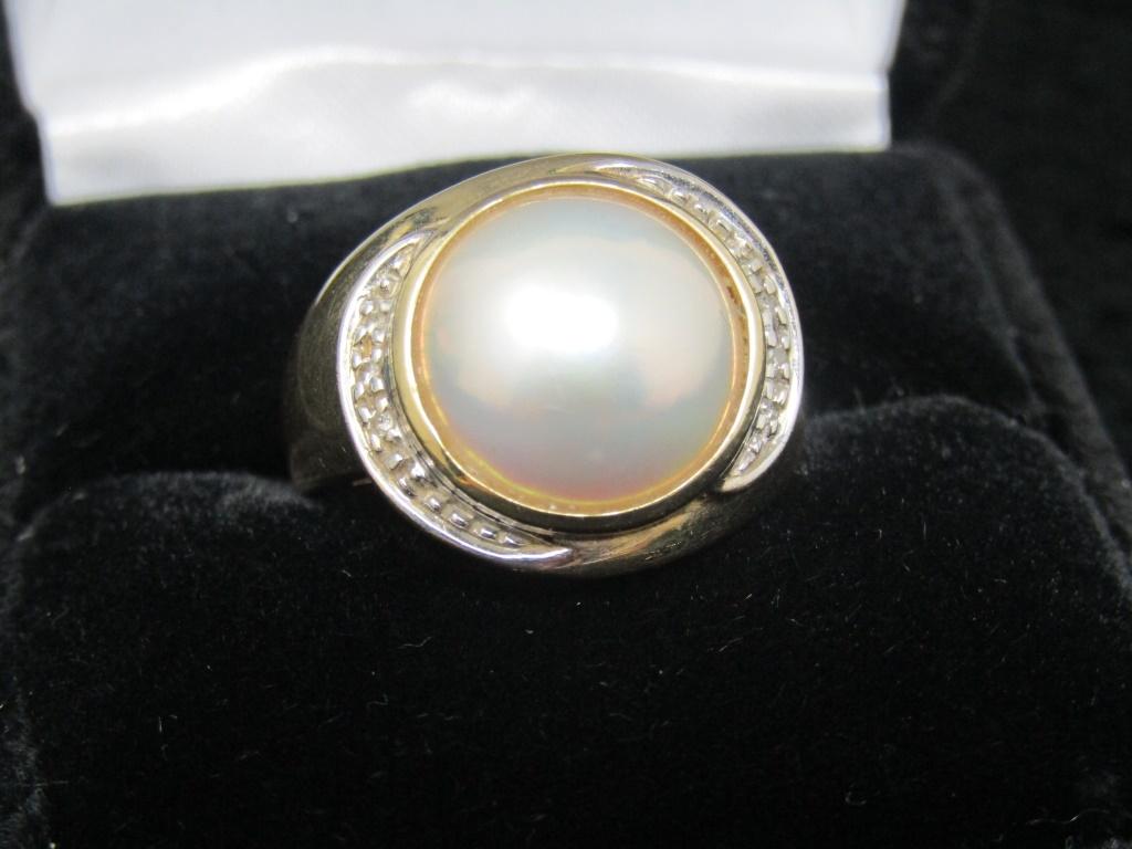 14kt Gold Pearl & Diamond Ring w/ Appraisal-
