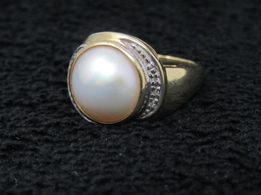 14kt Gold Pearl & Diamond Ring w/ Appraisal-