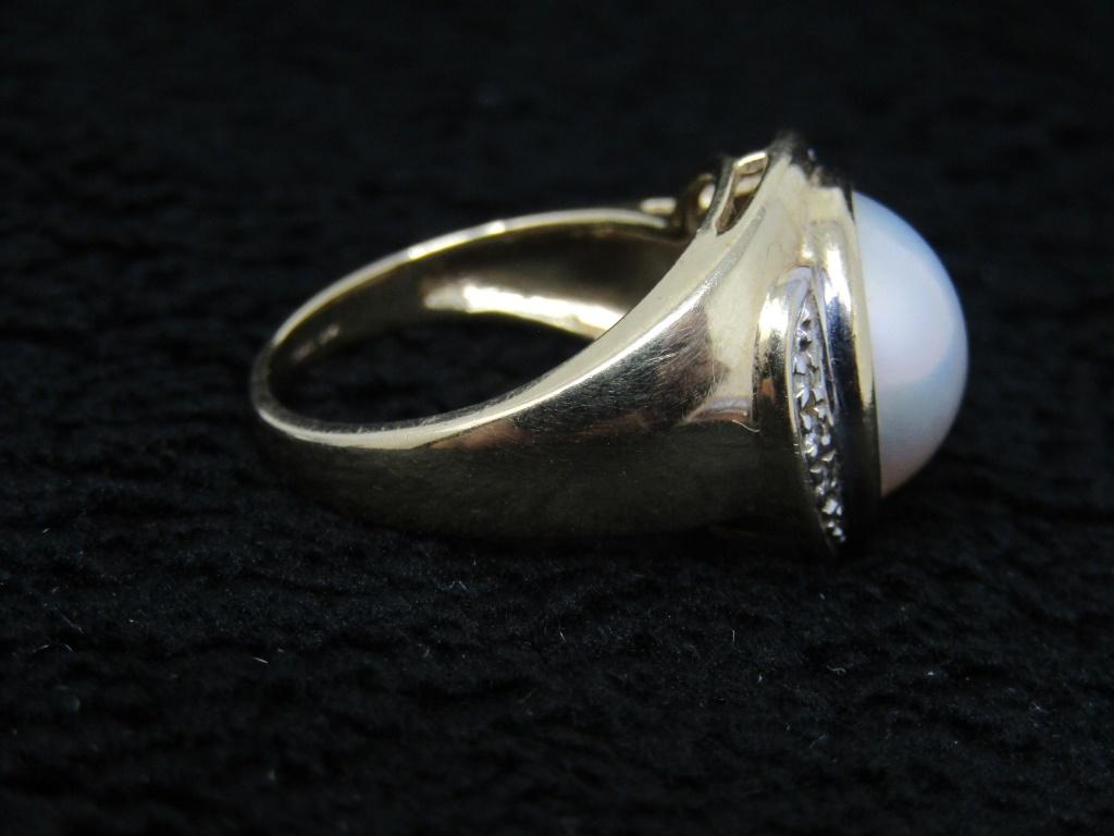 14kt Gold Pearl & Diamond Ring w/ Appraisal-