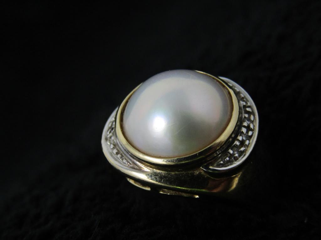 14kt Gold Pearl & Diamond Ring w/ Appraisal-