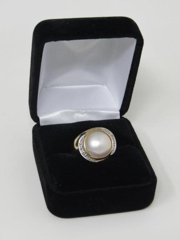 14kt Gold Pearl & Diamond Ring w/ Appraisal-