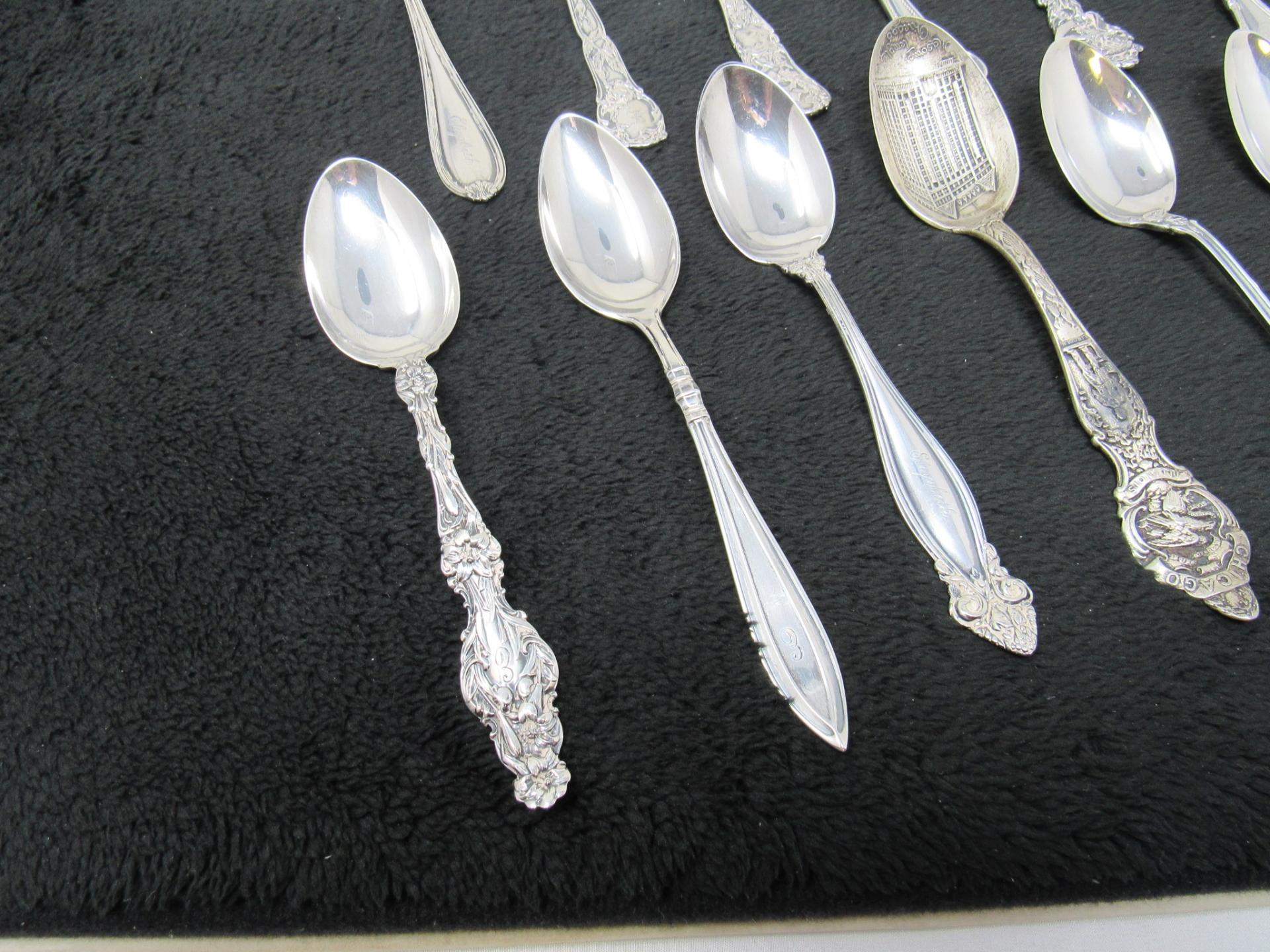 (Qty - 14) Early 1900's Sterling Silver Spoons-
