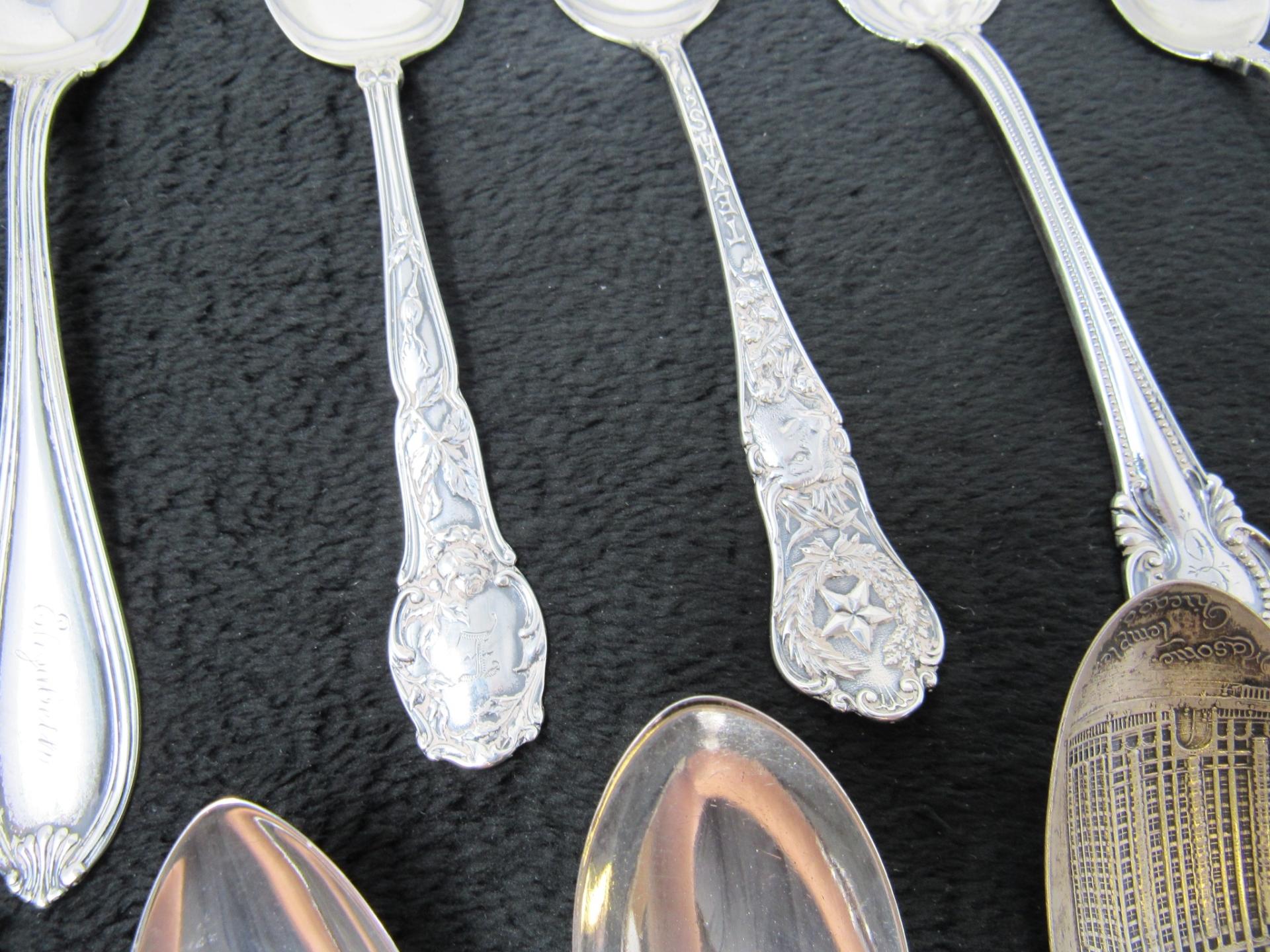 (Qty - 14) Early 1900's Sterling Silver Spoons-