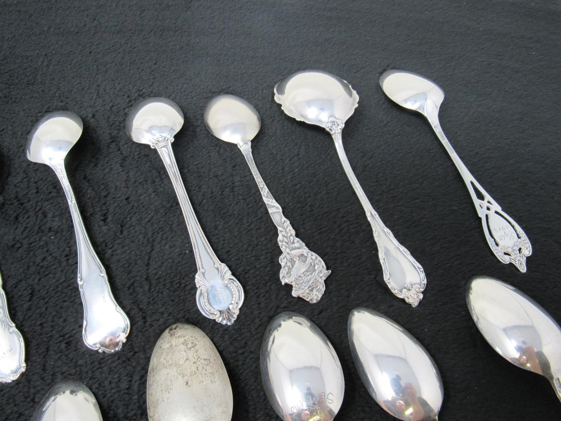 (Qty - 14) Early 1900's Sterling Silver Spoons-