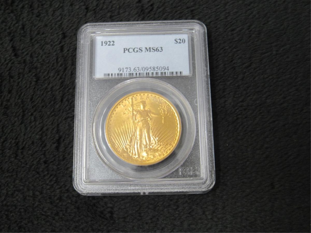 1922 $20 St. Gaudens Gold Coin-