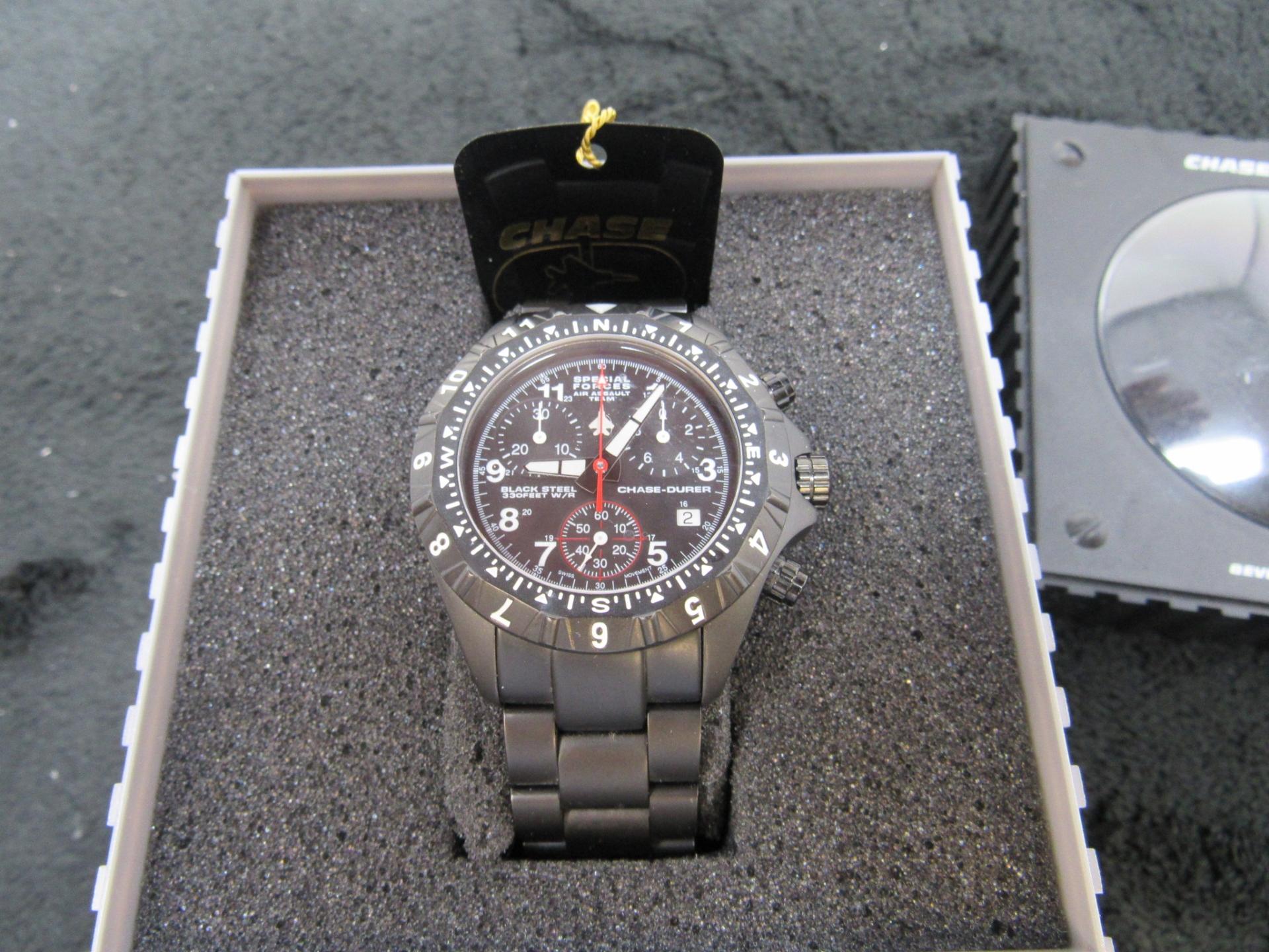 Chase Durer Special Forces Black Steel Watch-