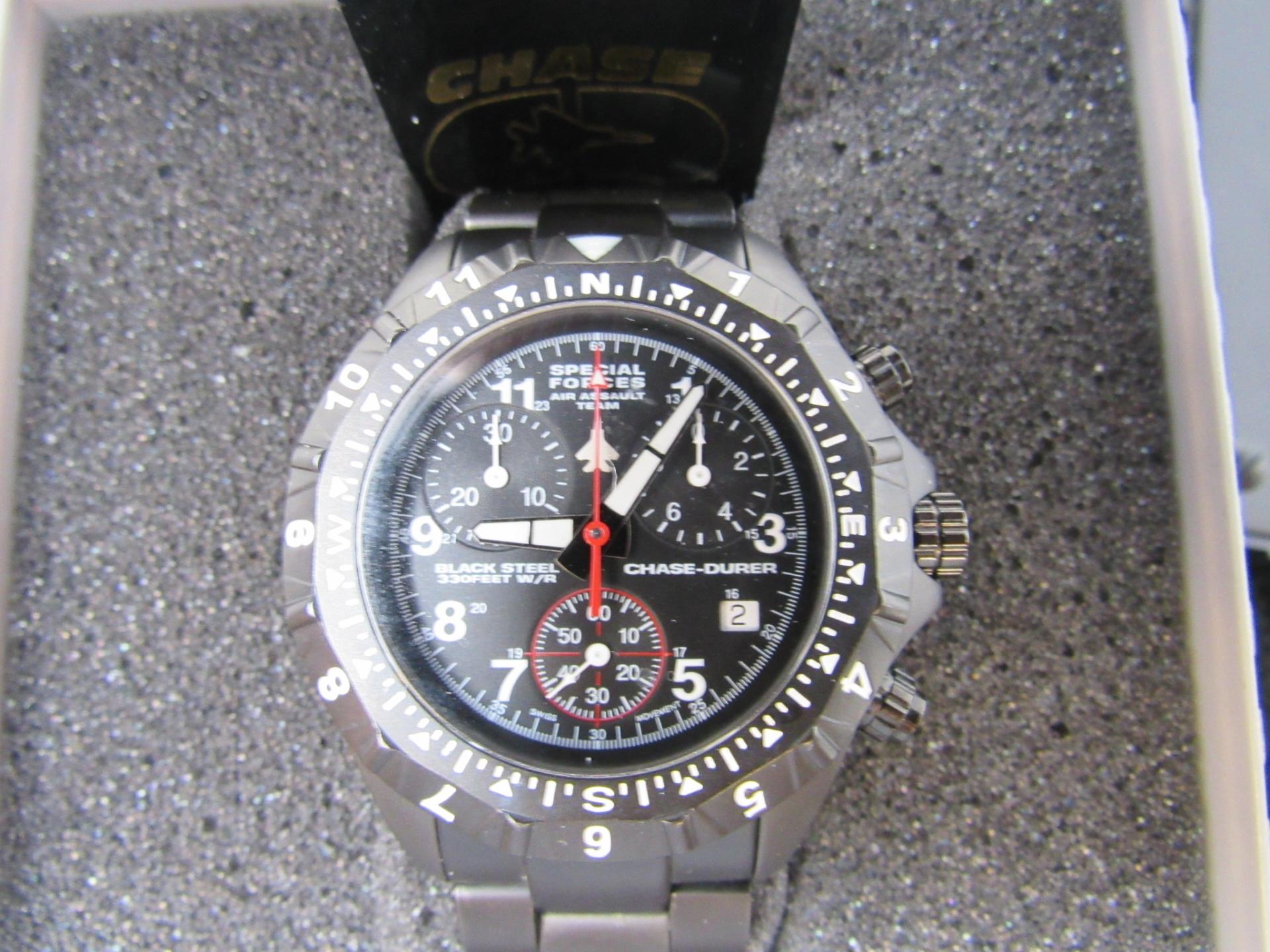 Chase Durer Special Forces Black Steel Watch-