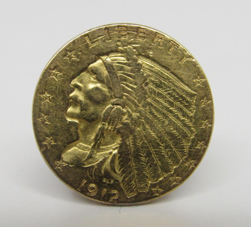 1912 Indian Head $2.50 Gold Quarter Eagle Estate