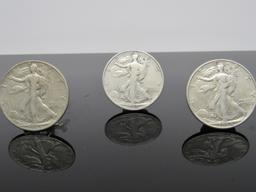 (3) US Silver Walking Liberty Half Dollars