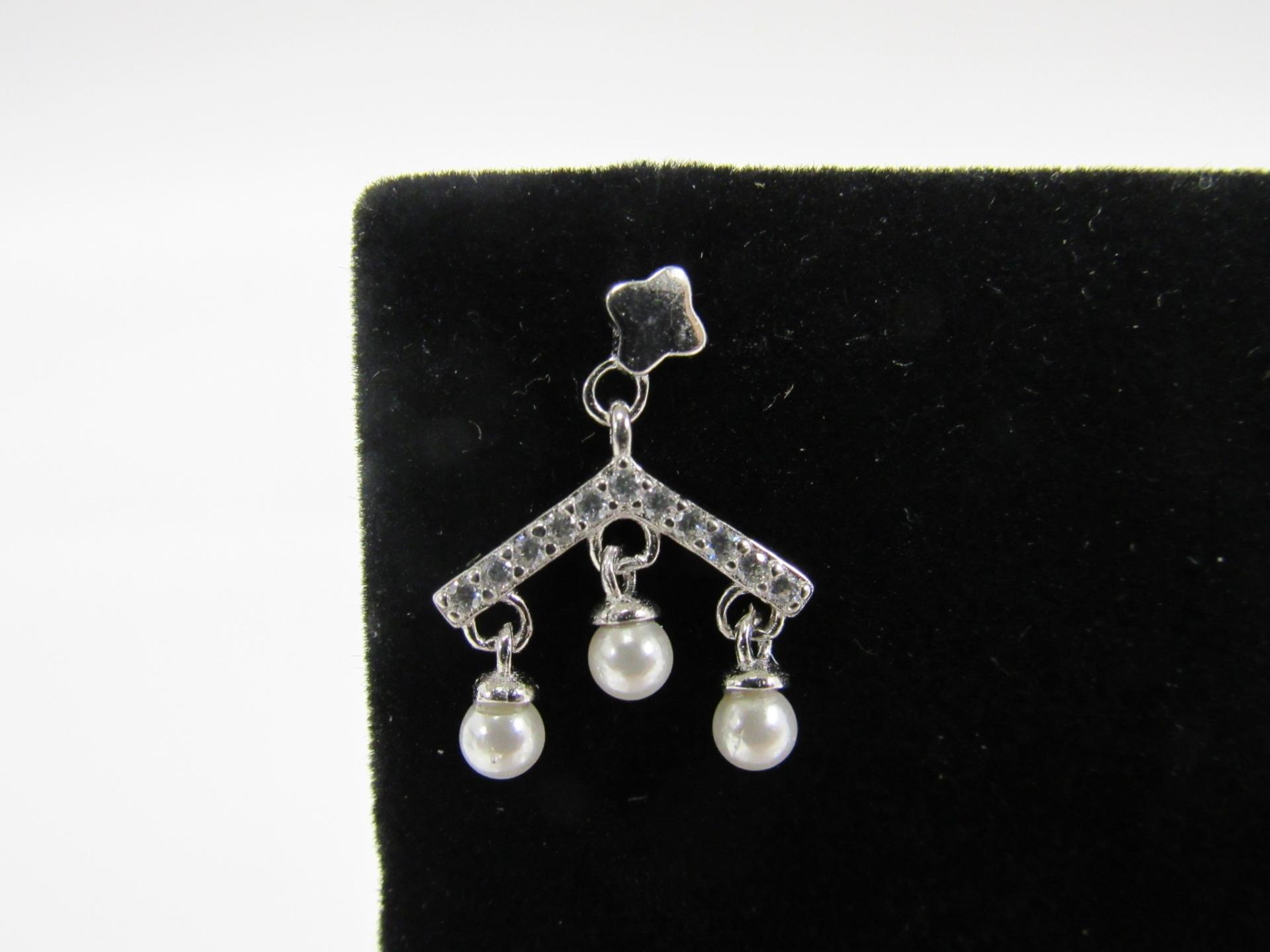 Pearl & White Topaz Chandelier Earrings