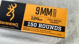 (150) Browning 124gr 9mm Luger FMJ Ammo