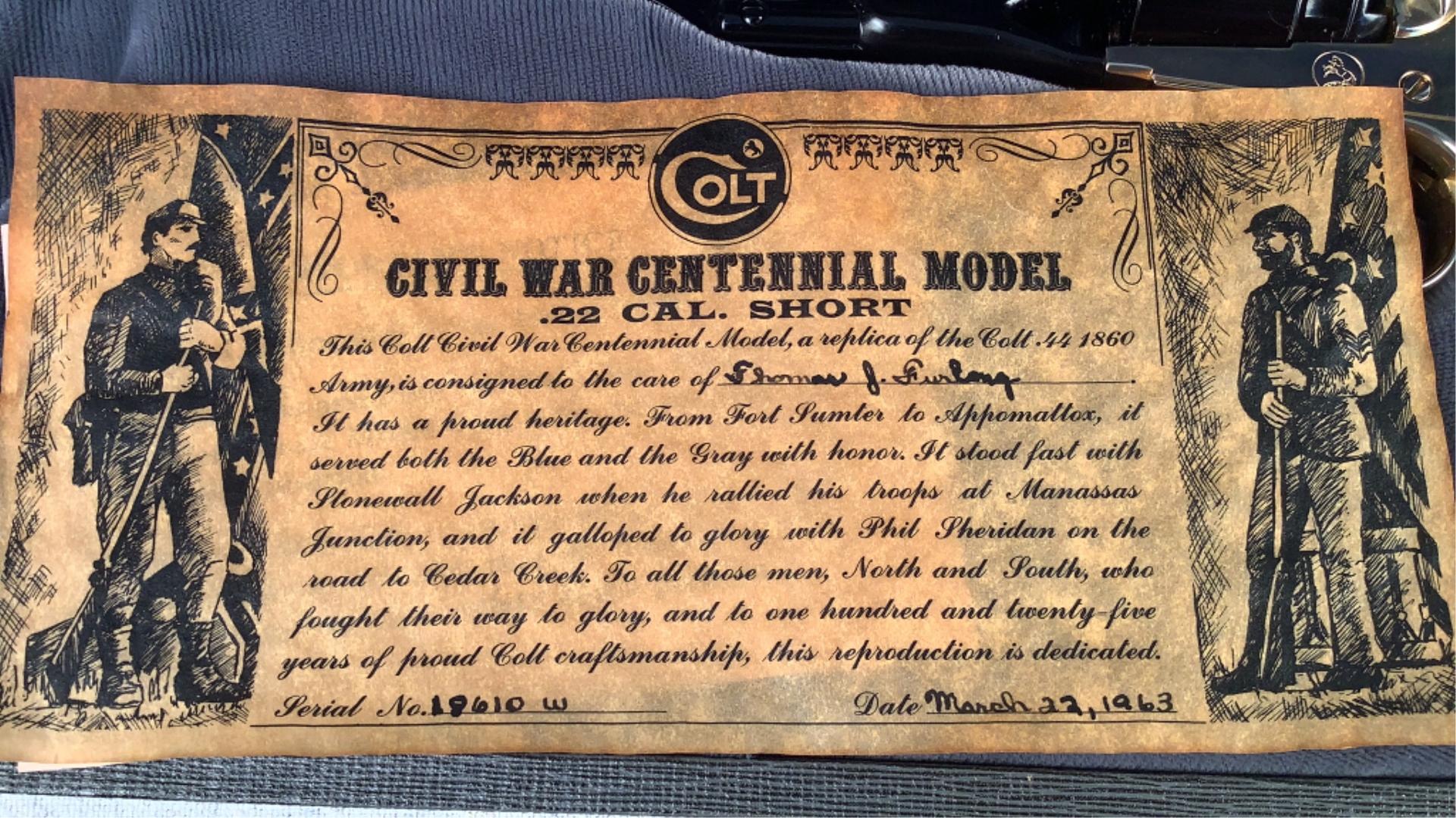 Colt Civil War Centennial .22 short single action