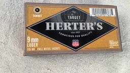 (2 times the bid)Herters 115gr 9mm Luger FMJ Ammo