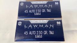 (2 times the bid) Speer Lawman 45 Auto Ammo