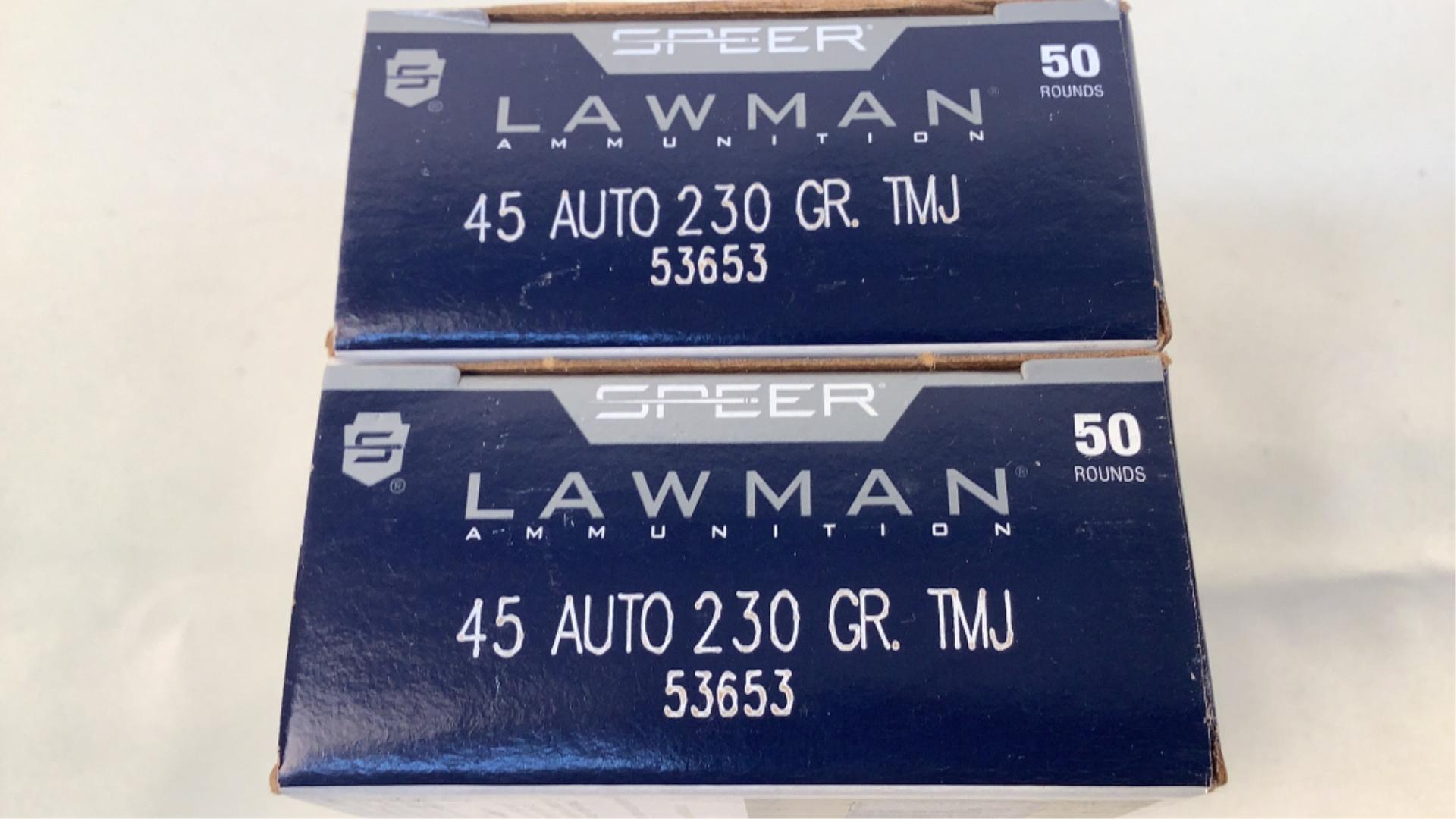 (2 times the bid) Speer Lawman 45 Auto Ammo