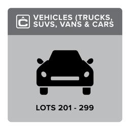 Trucks, SUVs, Vans, & Cars - Lots 201-299