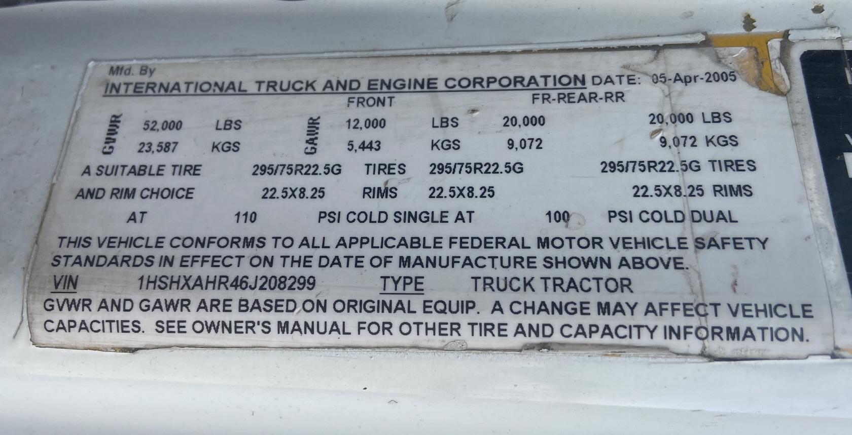 2006 International 8600 Semi Truck 6X4