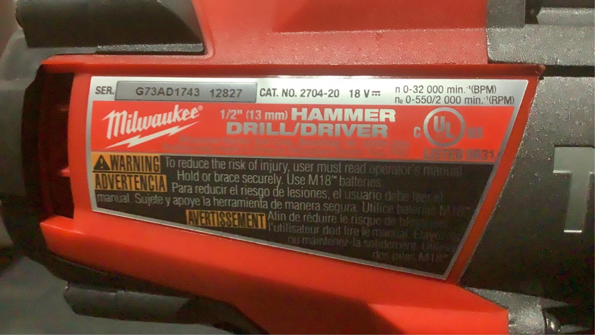 Milwaukee 18v Hammer Drill Kit 2704-20