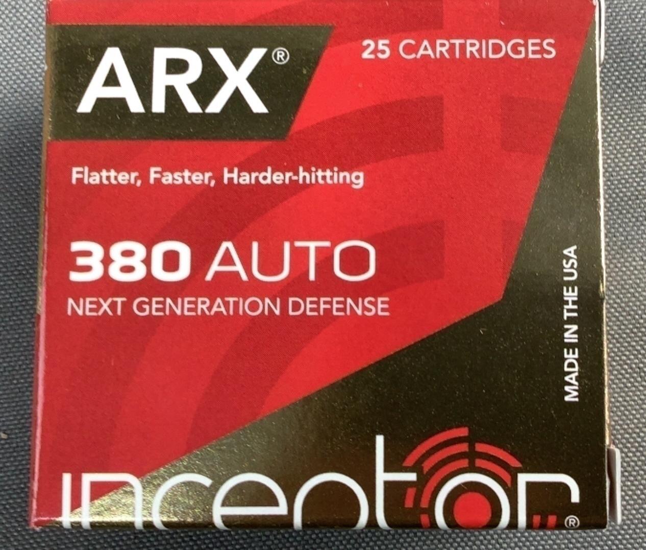 (2x) 25 Rnds 380 Auto Inceptor ARX Ammo