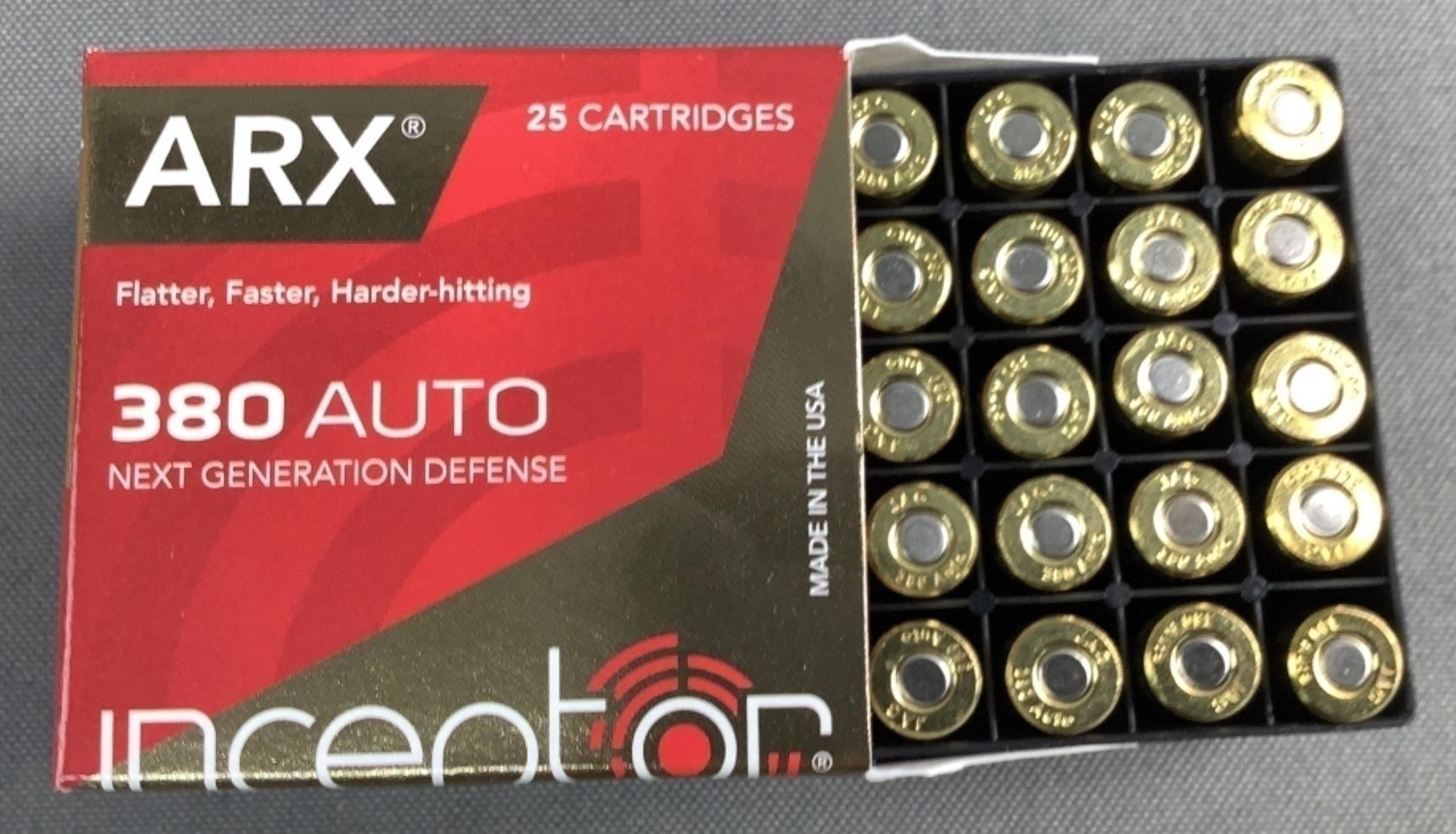 (2x) 25 Rnds 380 Auto Inceptor ARX Ammo