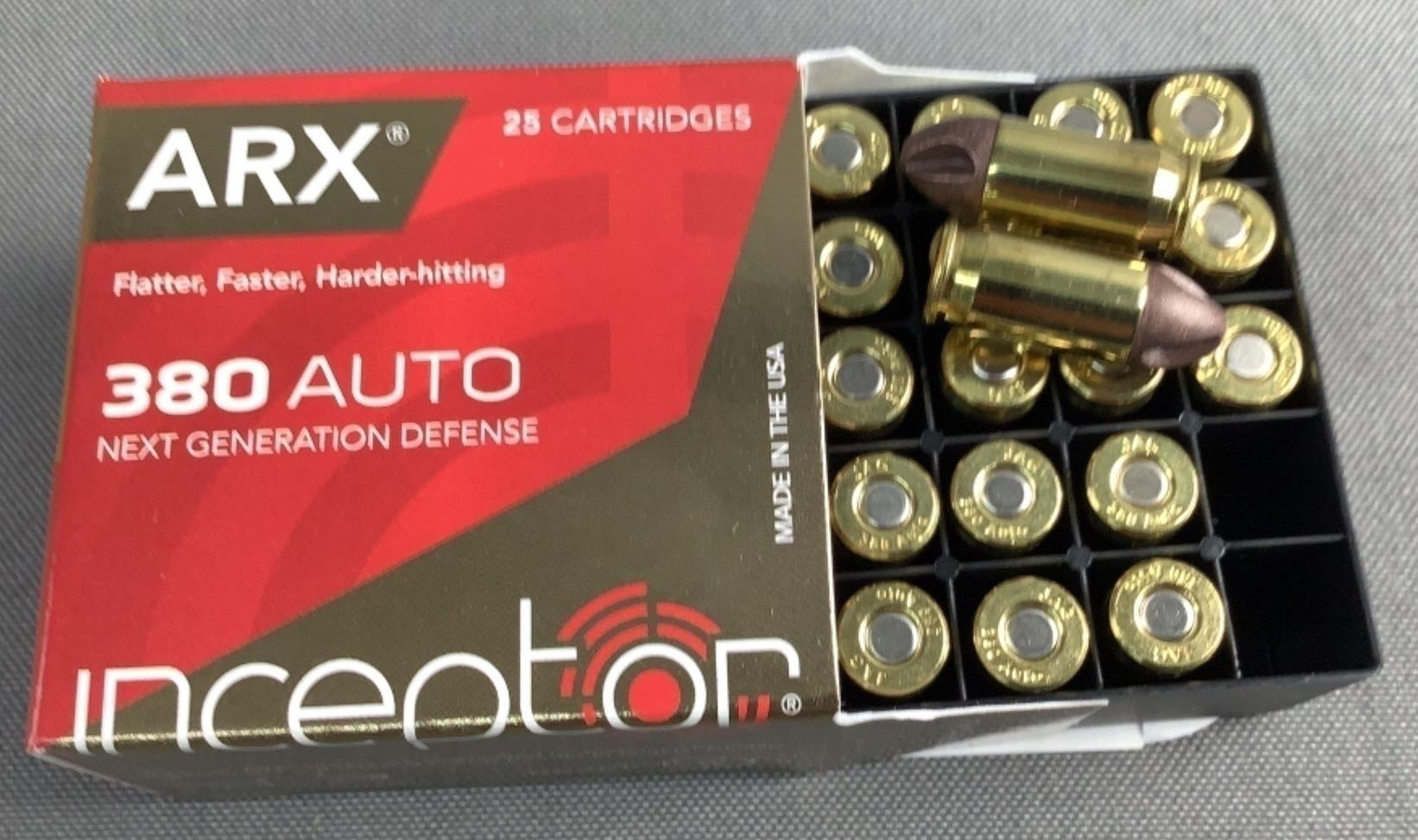 (2x) 25 Rnds 380 Auto Inceptor ARX Ammo