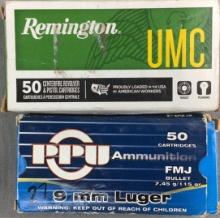 50/27 Rnds Remington & PPU 9mm Luger Ammo