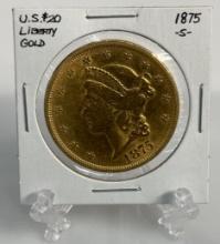 1875 US $20 Liberty Gold Coin S