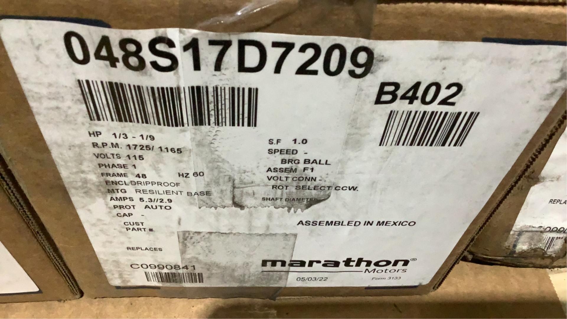 (3) Marathon 1/3-1/9HP Electric Motors