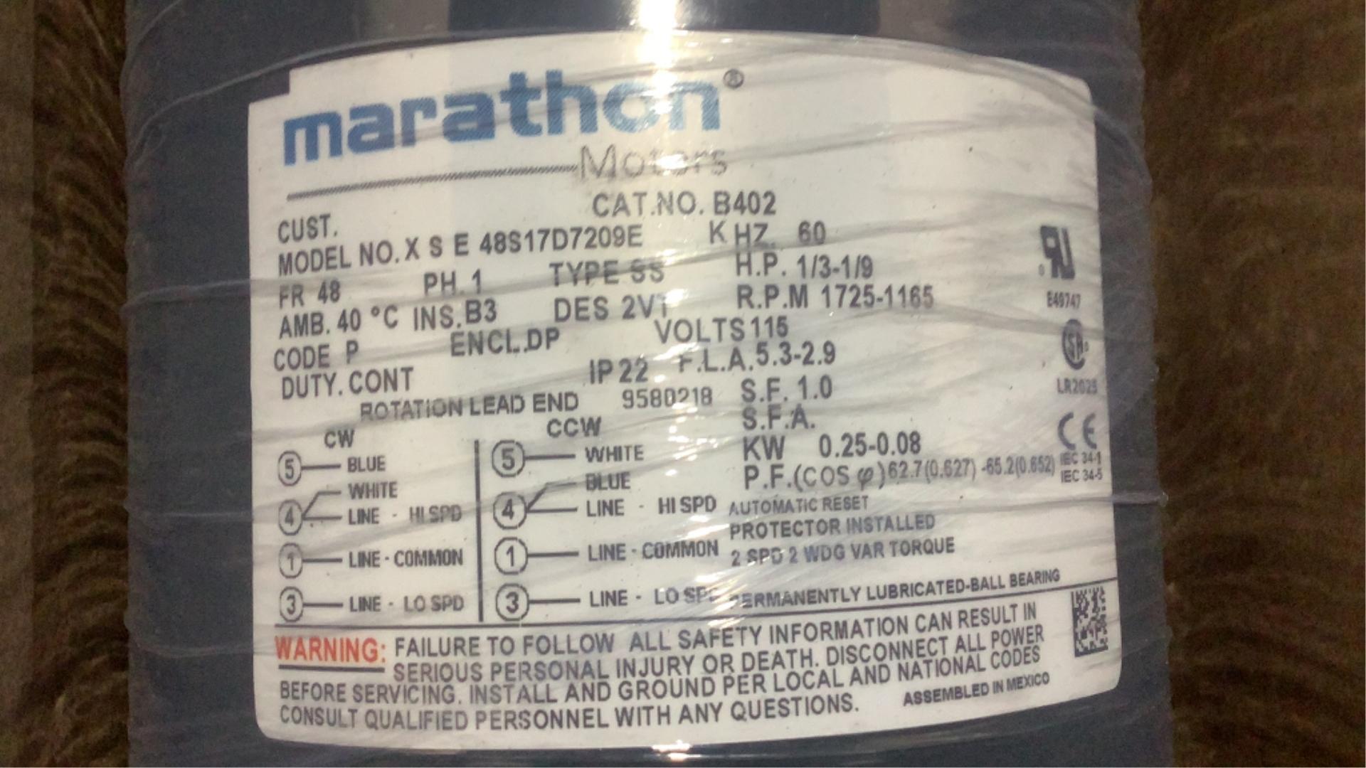 (3) Marathon 1/3-1/9HP Electric Motors