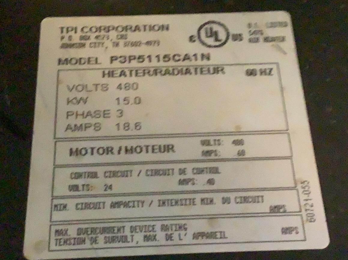 (2) TPI Corporation Mounted Heater / Radiators P3P