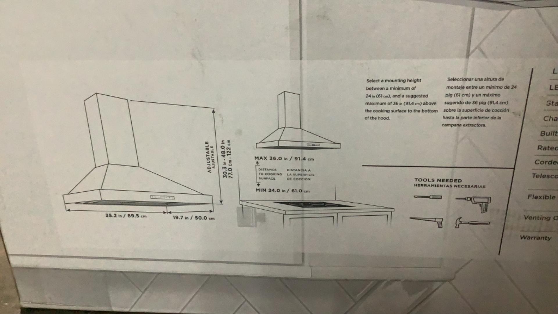 Vissani 36" Wall Mount Range Hood 1003 991 729