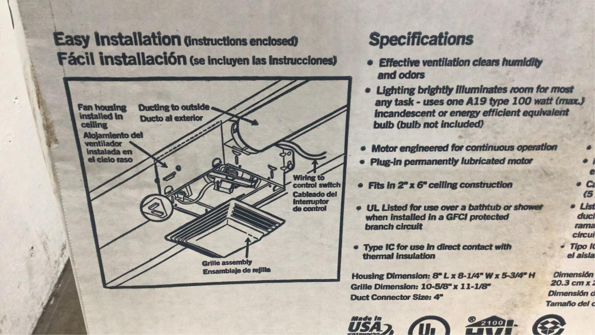 (7) Broan Ventilation Fans with Lights