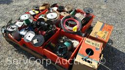 Lot on Pallet of 12-gauge jack chains, carburetor hose, various spools of wire: 12AWG, 16AWG, 14AWG,