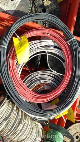 Lot on Pallet of 12-gauge jack chains, carburetor hose, various spools of wire: 12AWG, 16AWG, 14AWG,