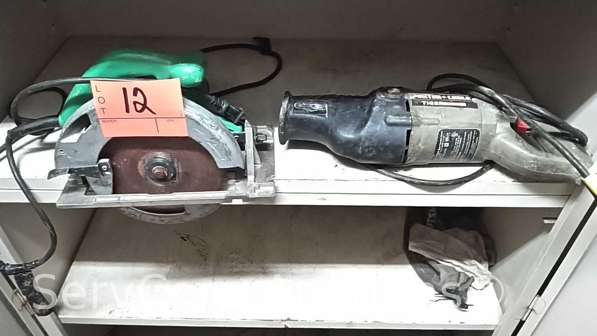 Lot of Hitachi Circular Saw, Porter Cable Ricipricating Saw