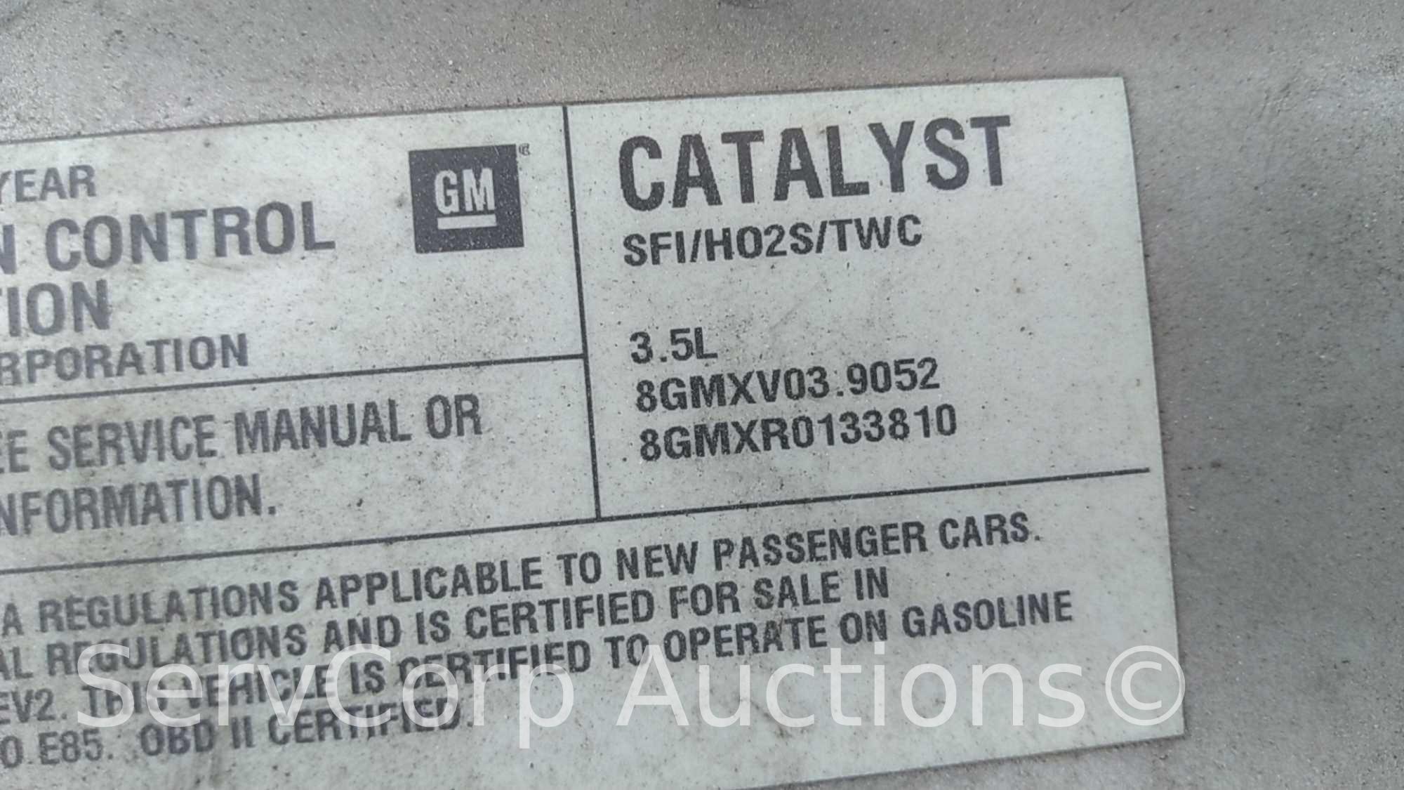 2008 Chevrolet Impala Passenger Car, VIN # 2G1WB58K981307411