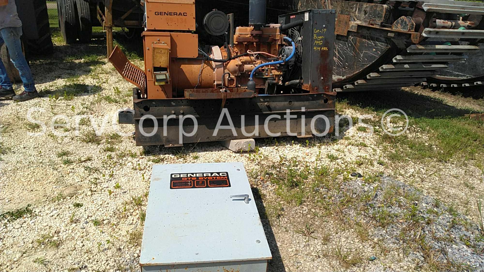 1992 Generac Model 92A04254-S Generator with Transfer Switch Serial 2005788