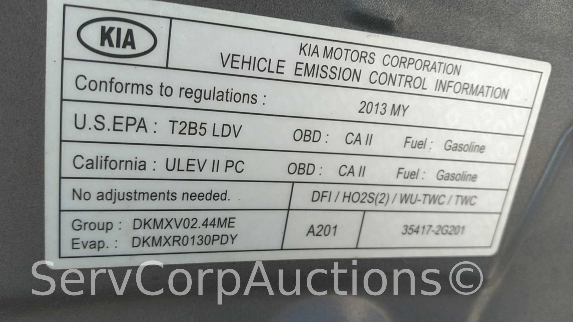 2013 Kia Sorento Multipurpose Vehicle (MPV), VIN # 5XYKT4A67DG371392 Salvage