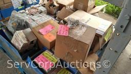 Lot on Pallet: Terminal Blocks, Filters, Plastic Caps, Brass Fitting Screws, Hydraulic Hose