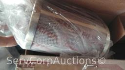 Lot on Pallet: Terminal Blocks, Filters, Plastic Caps, Brass Fitting Screws, Hydraulic Hose