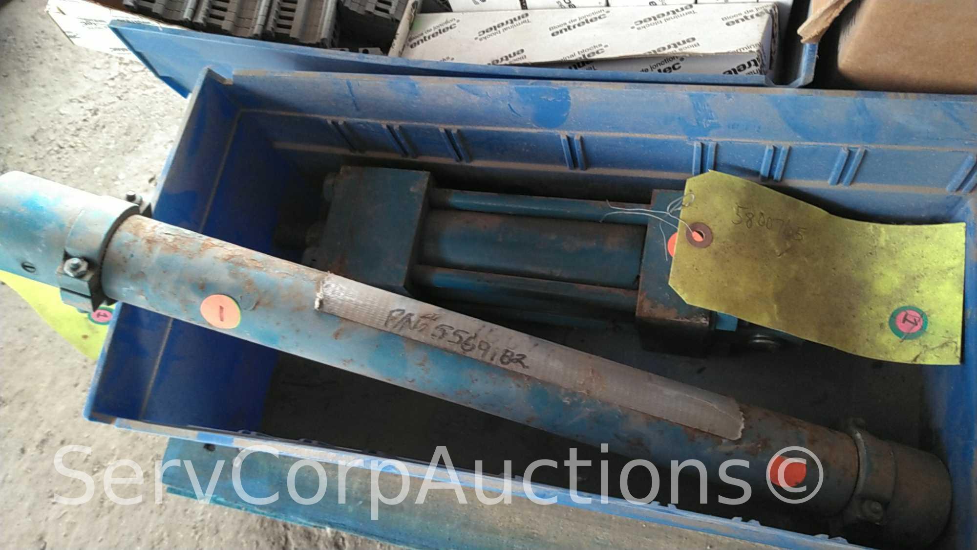 Lot on Pallet: Terminal Blocks, Filters, Plastic Caps, Brass Fitting Screws, Hydraulic Hose