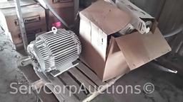 Lot on Pallet: Belts, Premature Filter Bypasses, 230/460 3-Phase Electrical Motor