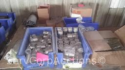 Lot on Pallet: Starters, Sprocket/Lift Chain, Pneumatic Fittings, Brass Reducers, Black Pipe Nipples