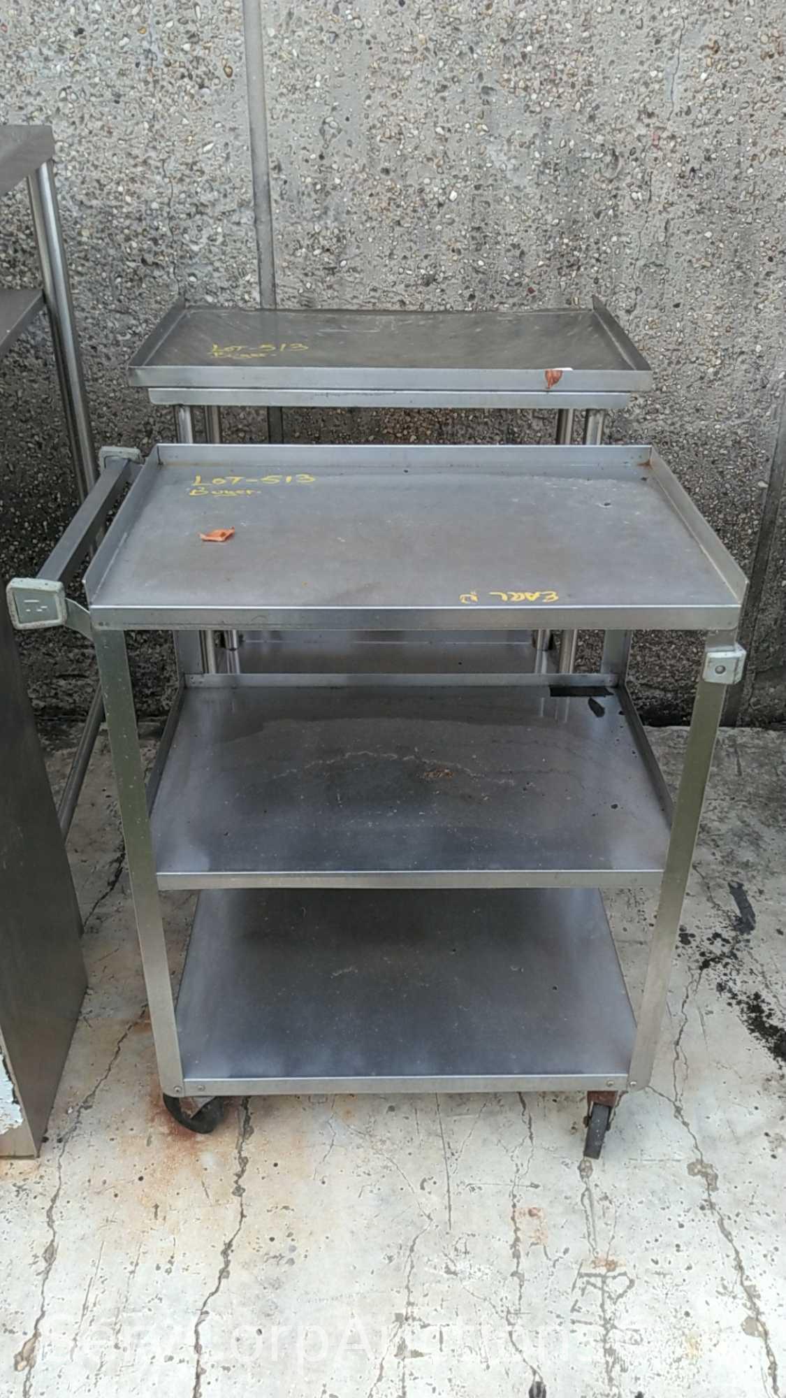Lot of Stainless 3-Tier Cart & Counter Extension