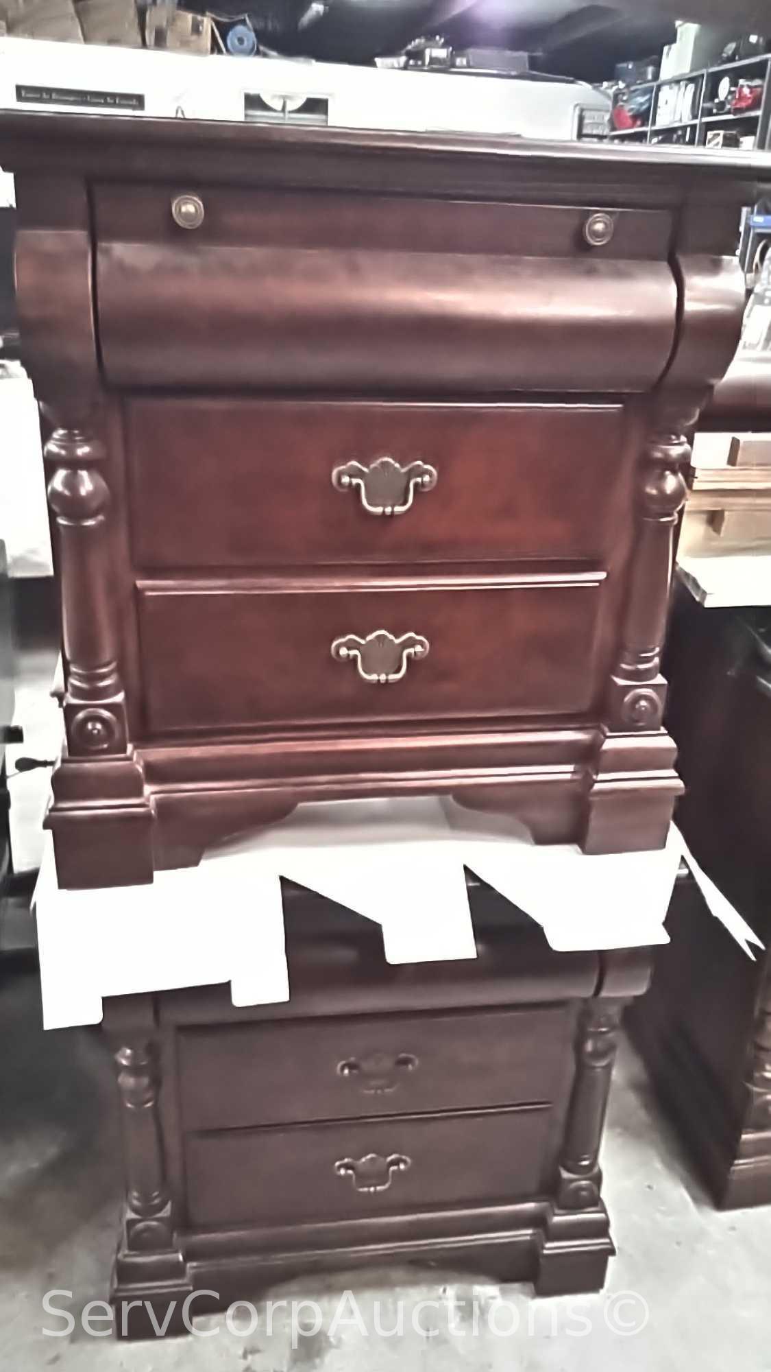 Bedroom Set w/King Sleigh Bed, Dresser, 2 Night Stands