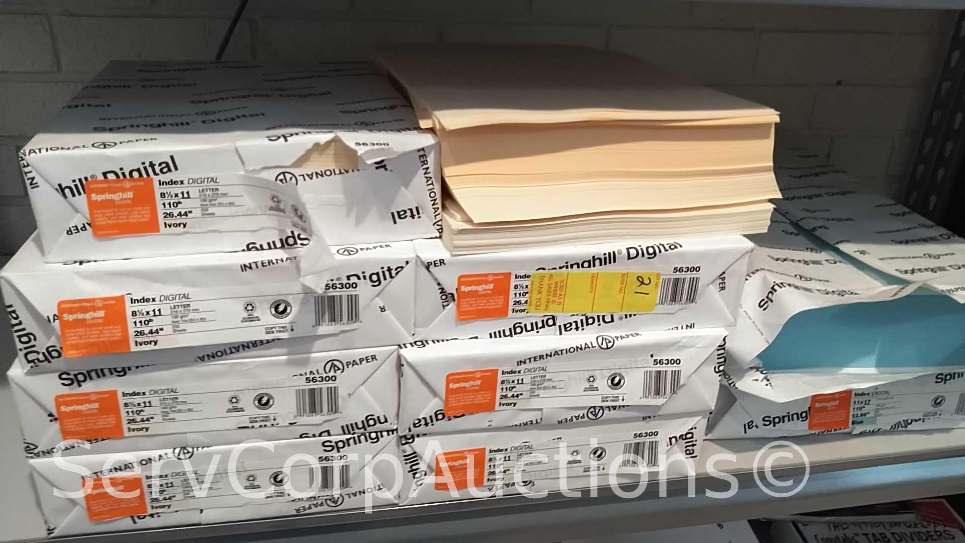 Lot of Various Size/Color Copy Paper, Sheet Protectors, Index Tabs, Tab Dividers, Envelopes