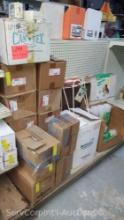 Lot Of Deep Device Boxes, Plant Stand, Bubble Wrap, Mailing Boxes, Shallow Device Boxes
