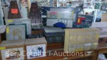 Lot Of Window Unit Filters, Belt Buckle, Tool Tower, Musical Water Glow Decor, Batteries, Sound Sign