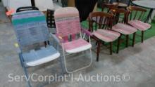 Lot Of Various Lawn Chairs, Yard Chairs, Kitchen Table Chairs, Stool, Stack Chairs